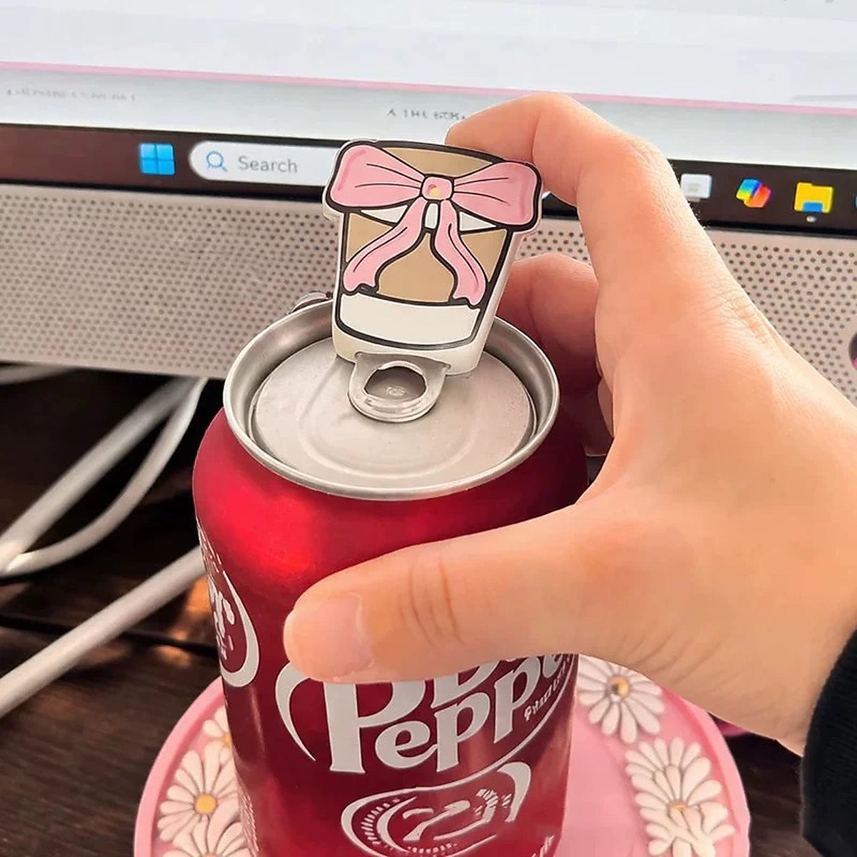 Coquette Bow Cup Keychain Bottle Opener product image 1