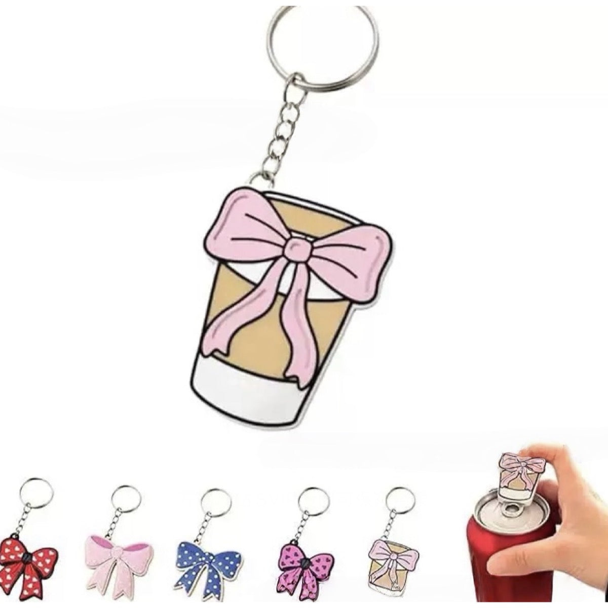Coquette Bow Cup Keychain Bottle Opener product image 2