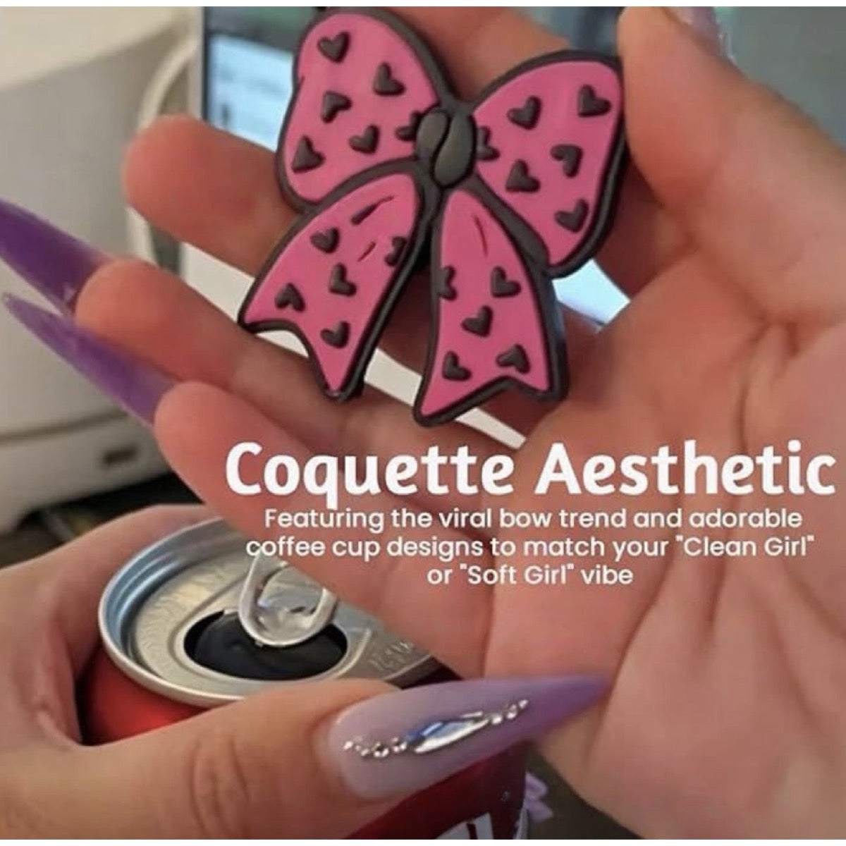 Coquette Bow Cup Keychain Bottle Opener product image 3