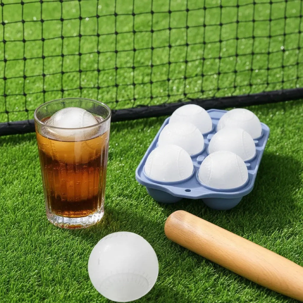 3D Baseball Stitch Ice Cube Mold: 6-Cavity Food-Grade Silicone Tray product image 2