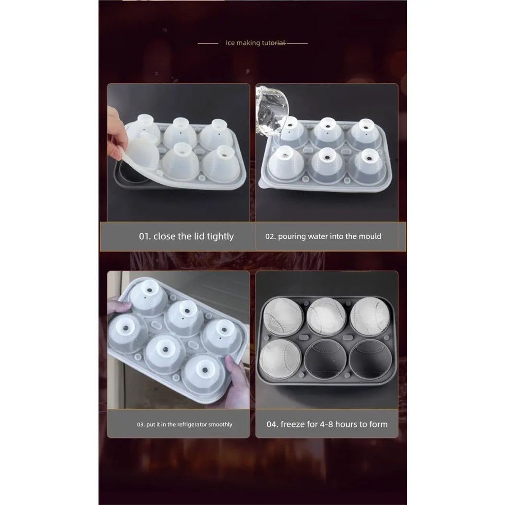 3D Baseball Stitch Ice Cube Mold: 6-Cavity Food-Grade Silicone Tray product image 9