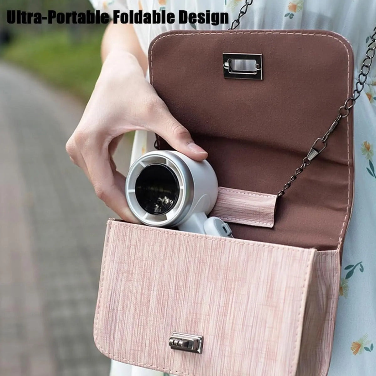 5-Speed Portable Turbo Handheld Fan: 12H Long-Life Battery for Travel & Beach product image 3