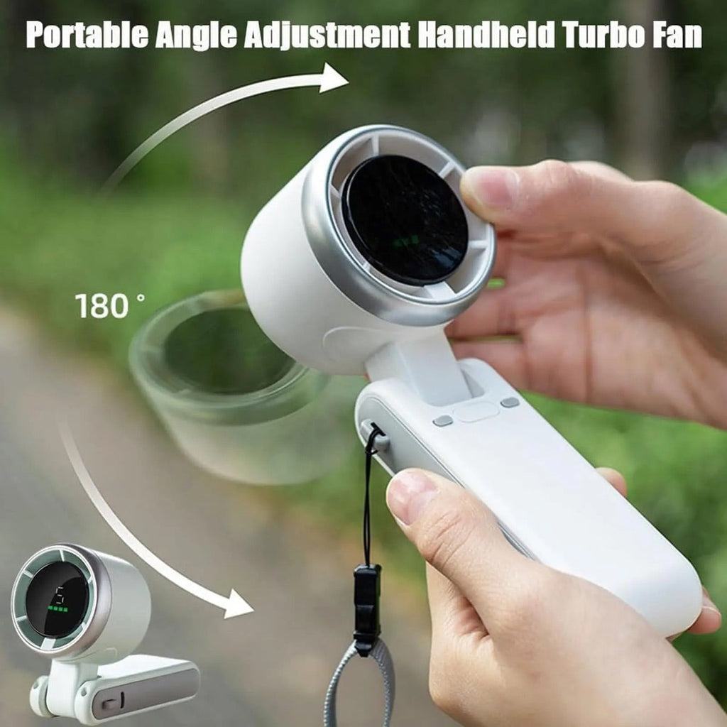 5-Speed Portable Turbo Handheld Fan: 12H Long-Life Battery for Travel & Beach product image 4
