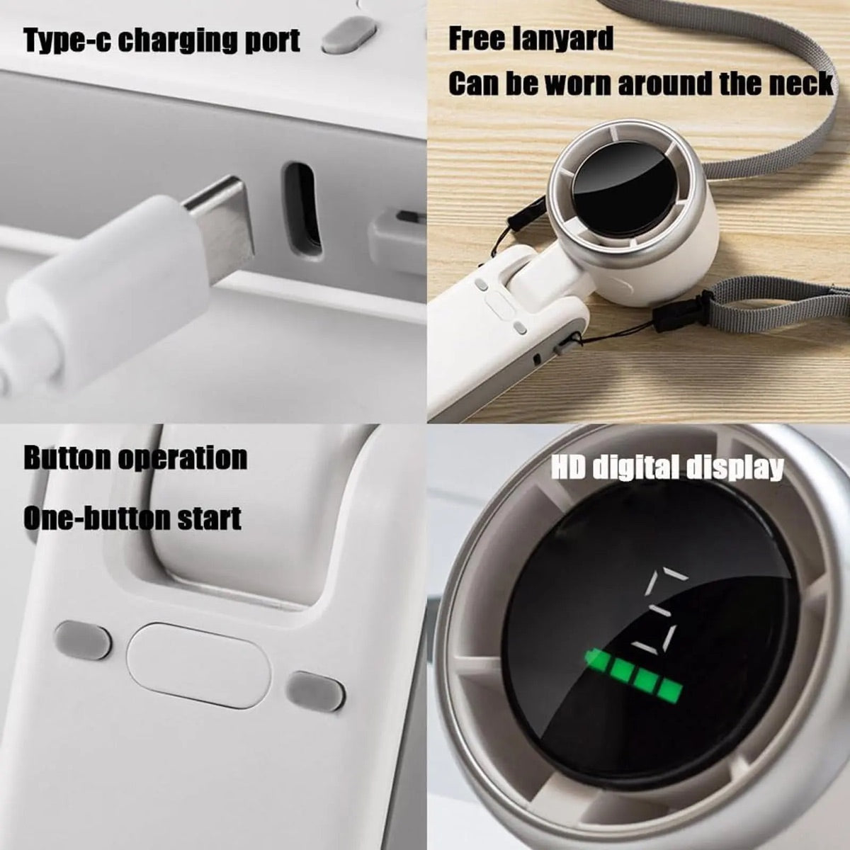 5-Speed Portable Turbo Handheld Fan: 12H Long-Life Battery for Travel & Beach product image 6