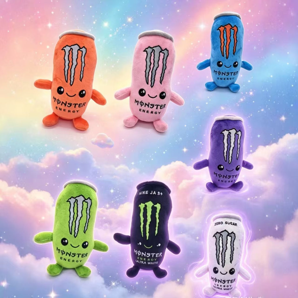 White Monster Energy Drink Can Plush Toy Soft Stuffed Decor Gift Collectible