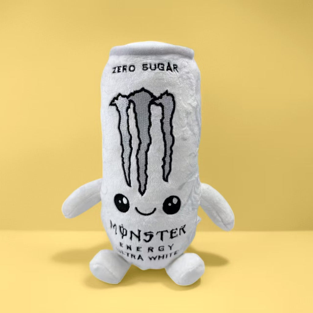 White Monster Energy Drink Can Plush Toy Soft Stuffed Decor Gift Collectible