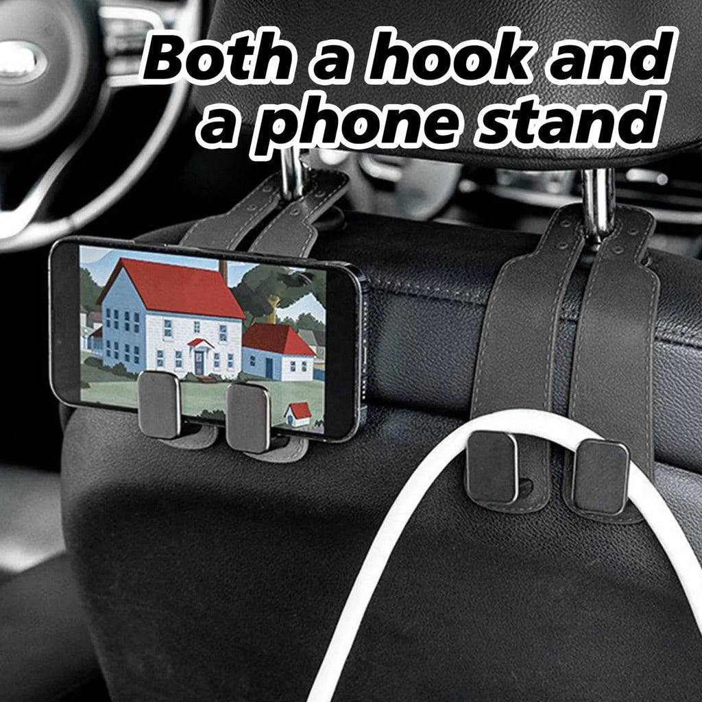 4PCS Faux Leather Car Headrest Hooks: Double-Hook Organizer for Bags & Essentials product image 3