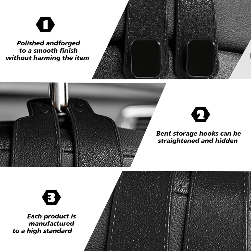 4PCS Faux Leather Car Headrest Hooks: Double-Hook Organizer for Bags & Essentials product image 4