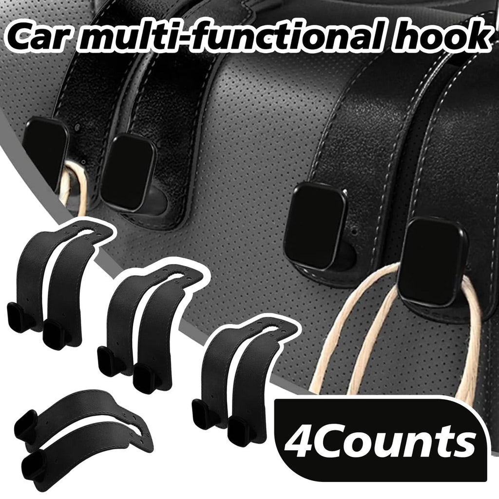 4PCS Faux Leather Car Headrest Hooks: Double-Hook Organizer for Bags & Essentials product image 9