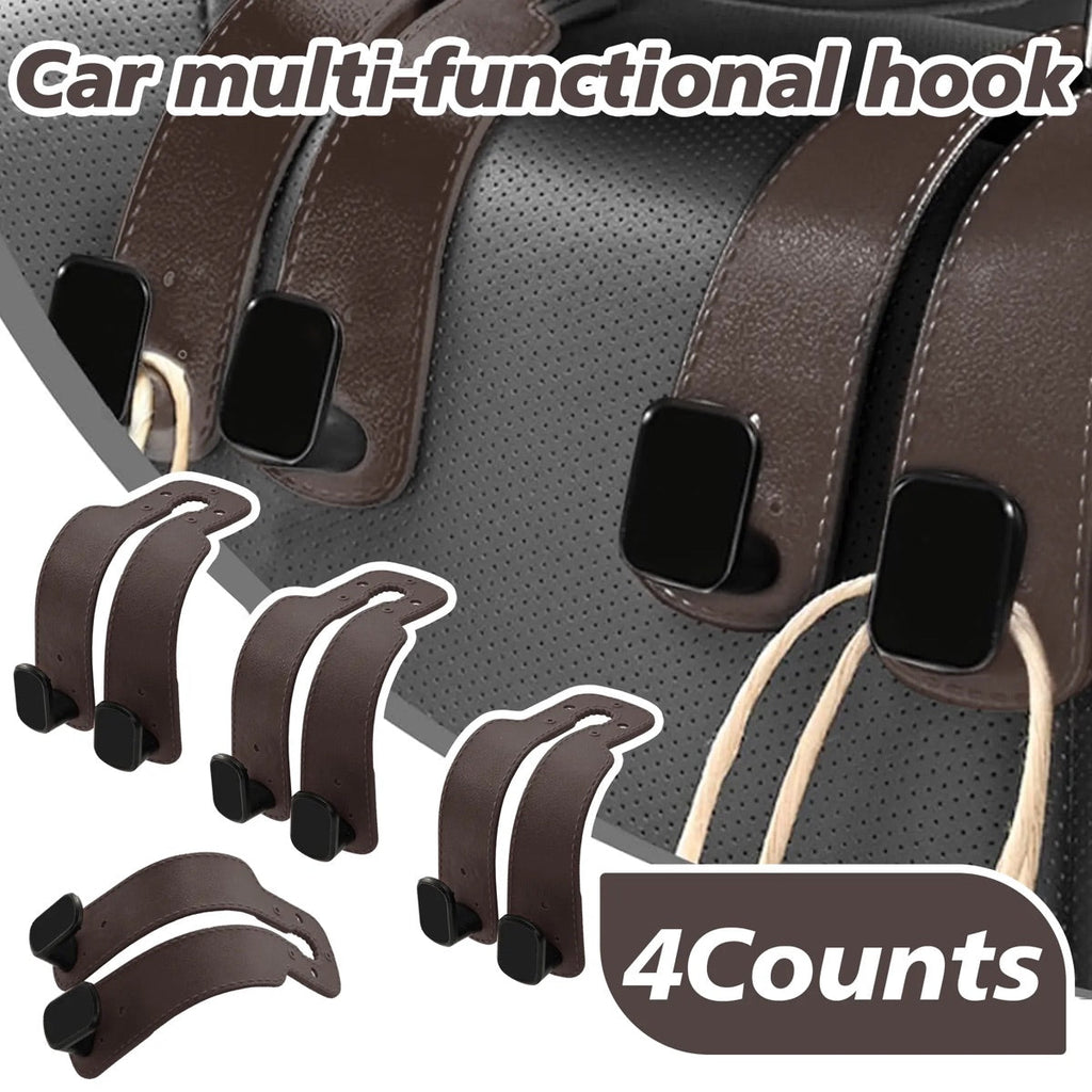 4PCS Faux Leather Car Headrest Hooks: Double-Hook Organizer for Bags & Essentials product image 10