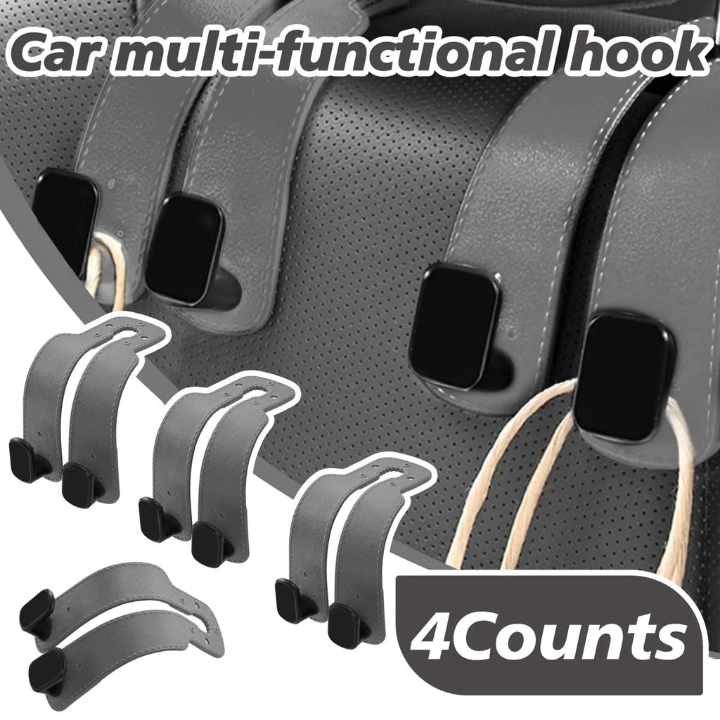 4PCS Faux Leather Car Headrest Hooks: Double-Hook Organizer for Bags & Essentials product image 11