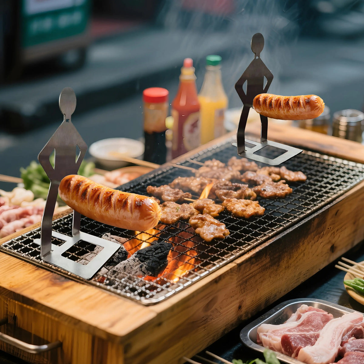 2PCS Funny Man Hot Dog Roaster: Portable Stainless Steel BBQ Rack product image 8