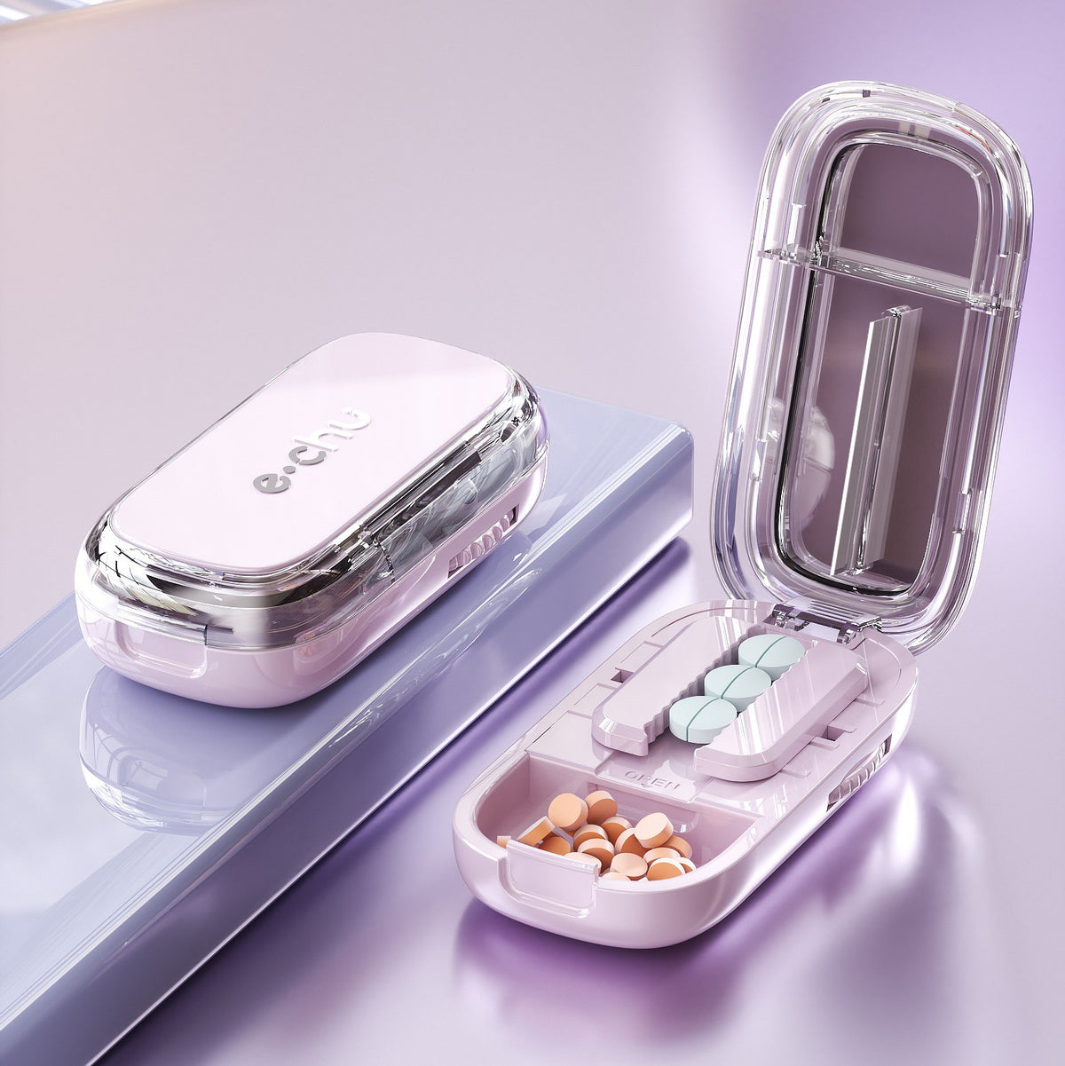 Echu Pill Cutter, Echu Pill Splitter, Adjustable 1/2 1/4 Splitter for Large, Small and Tiny, with Improved Sharp Blade, Accurate Centering Alignment Device