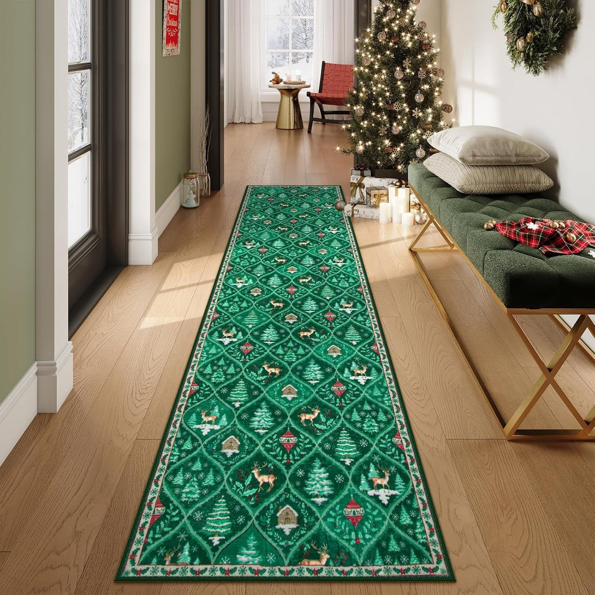 Washable Christmas Woodland Runner Rug – Cozy Holiday Style, Everyday Ease