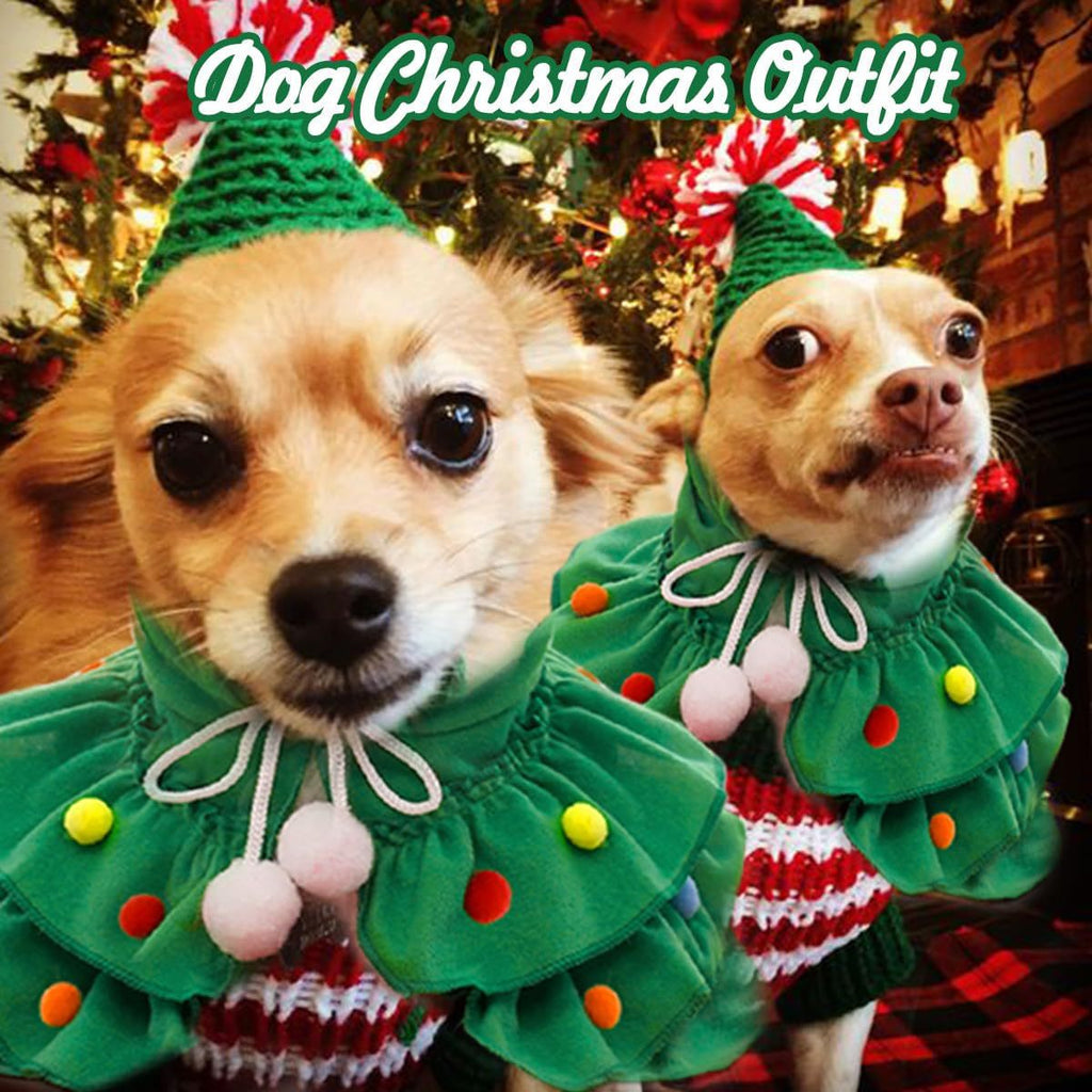 Christmas Tree Pet Costume – Festive Hooded Cape for Cats & Small Dogs