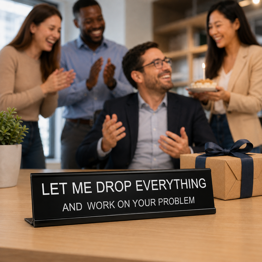 Funny Office Desk Signs, Novelty Gift for Coworker, Hilarious Office Decor