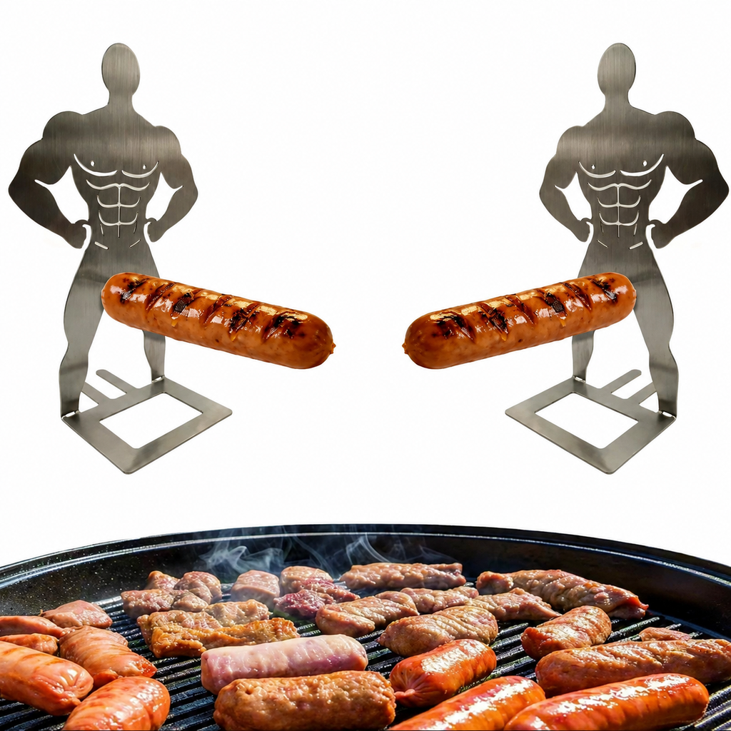 2PCS Funny Man Hot Dog Roaster: Portable Stainless Steel BBQ Rack product image 4