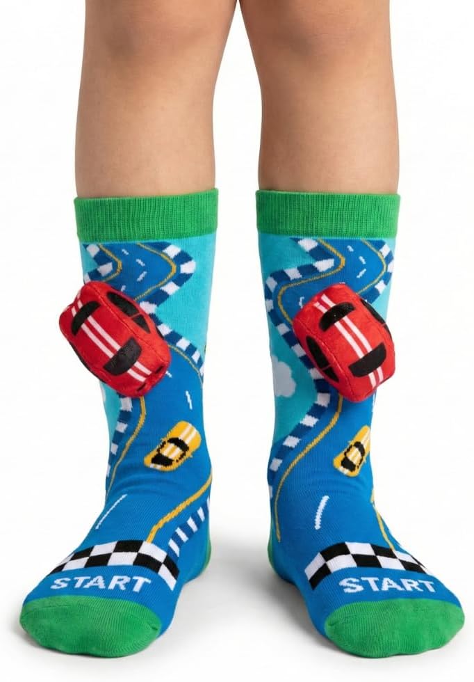 Funky 3D High Socks for Kids & Teens – Colorful Novelty Knee-High Socks with Plush Elements – Fun Cartoon, Animal & Toy Designs