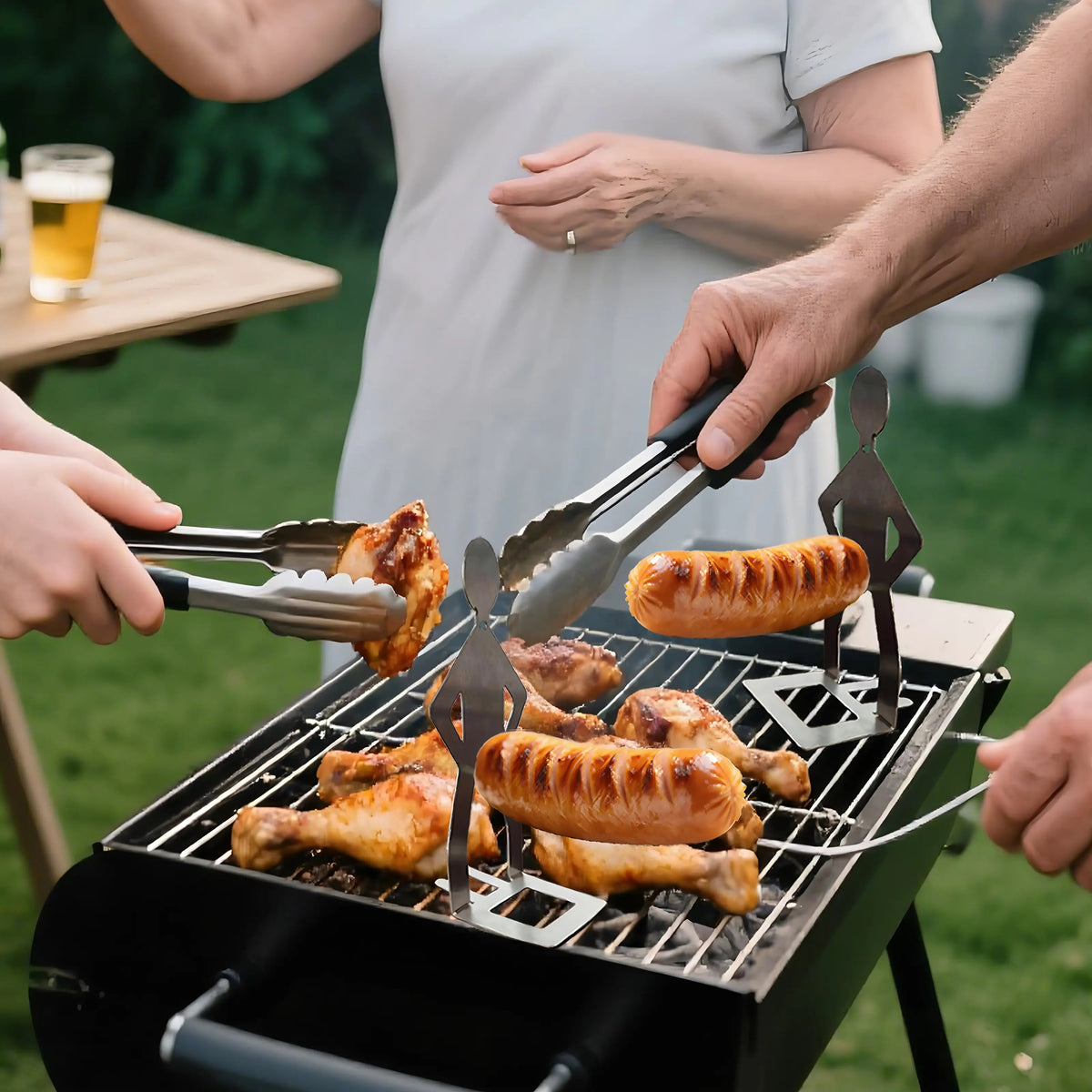 2PCS Funny Man Hot Dog Roaster: Portable Stainless Steel BBQ Rack product image 10