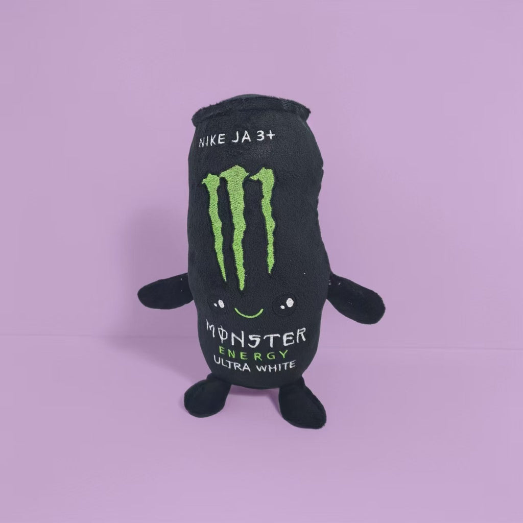 White Monster Energy Drink Can Plush Toy Soft Stuffed Decor Gift Collectible