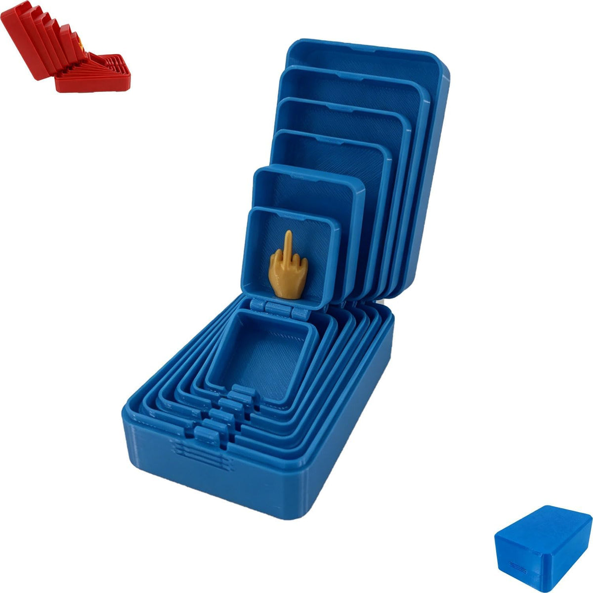 Multi-Layer Nesting Surprise Gift Box, 3D Printed Boxes Inside Boxes, Annoying Gift Box with Mini Middle Finger, Prank Gift Box with 6 Layer, Gag Gifts for Christmas Party Birthday