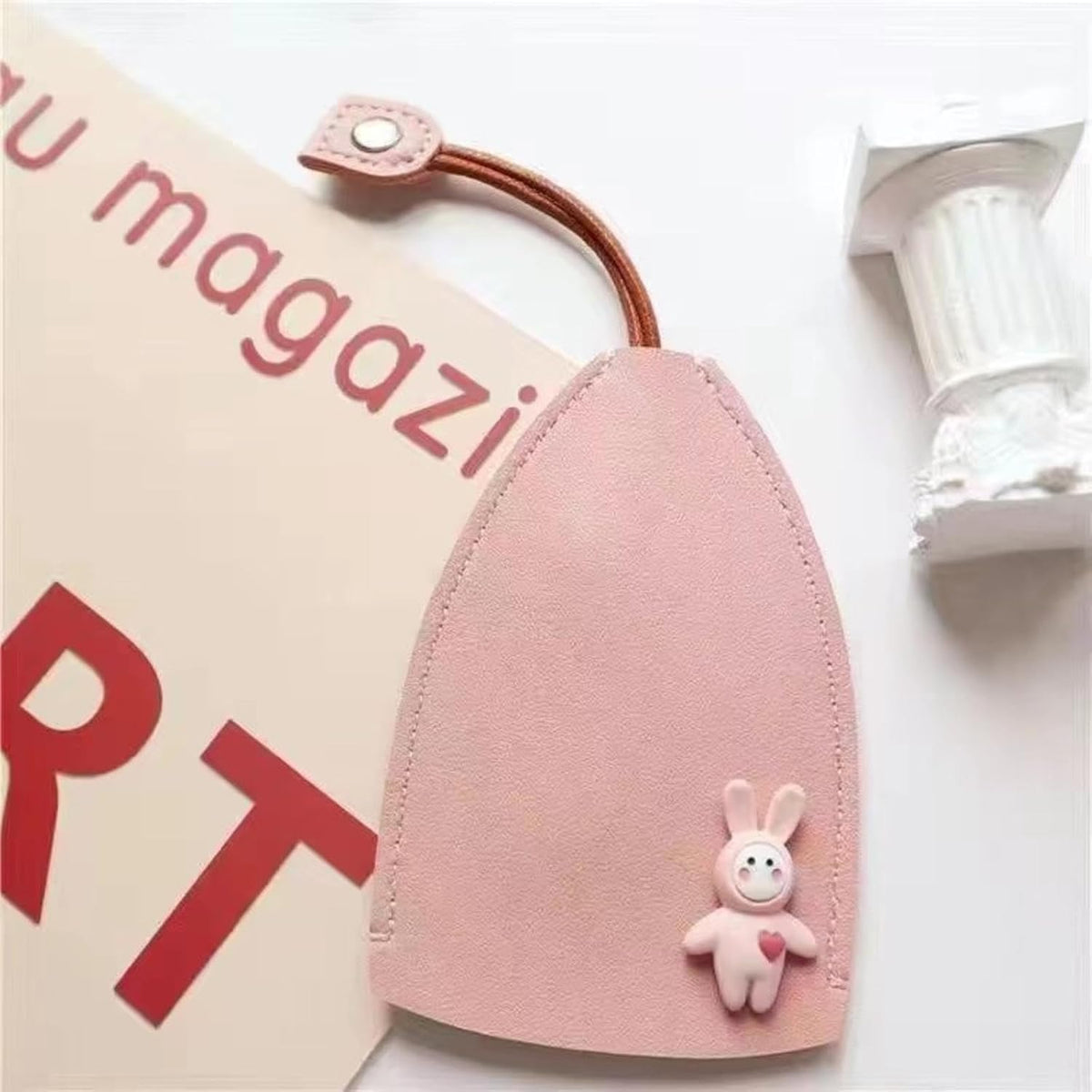 Pull-Cord Key Pouch with Bunny Charm – A Cute Way to Keep Keys Close