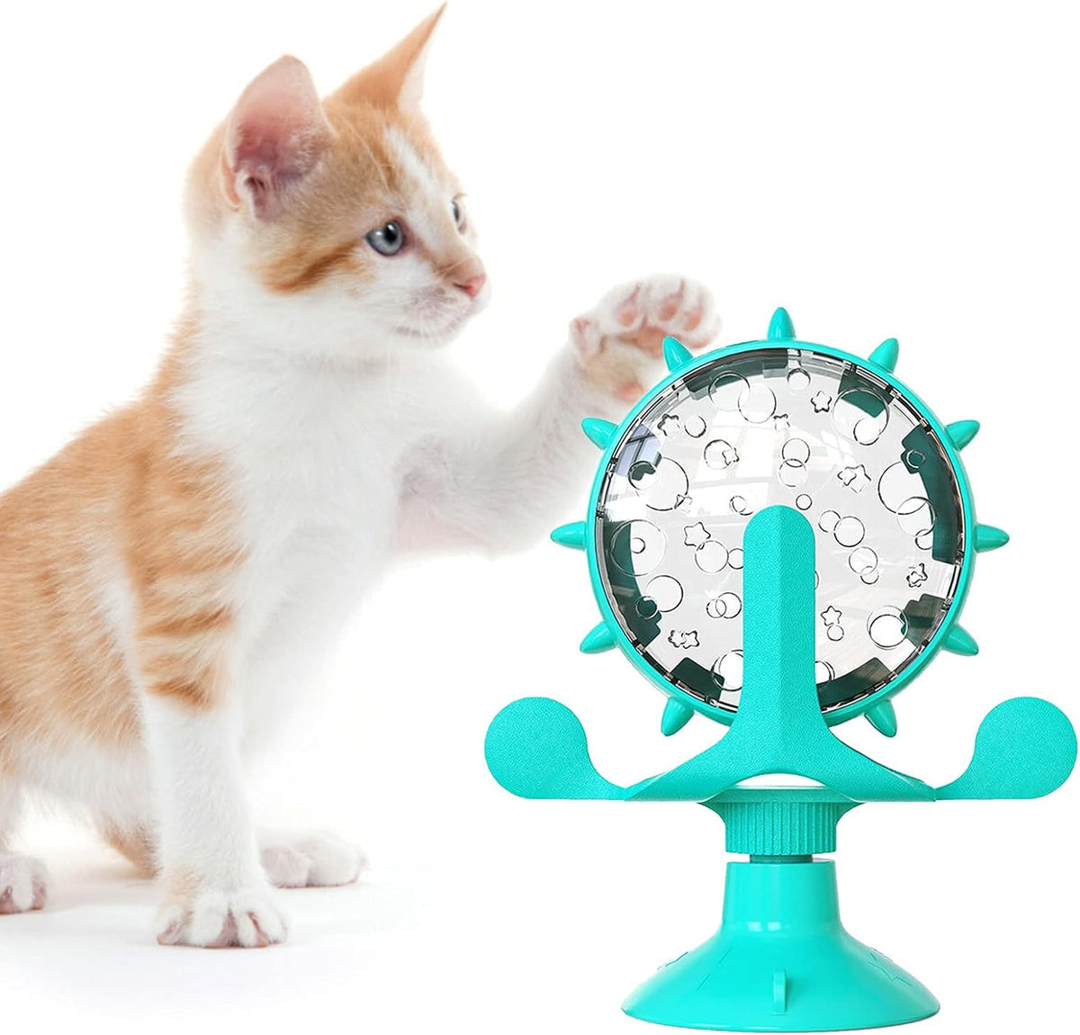 Interactive Cat Treat Dispenser – Rotating Puzzle Feeder with Suction Base