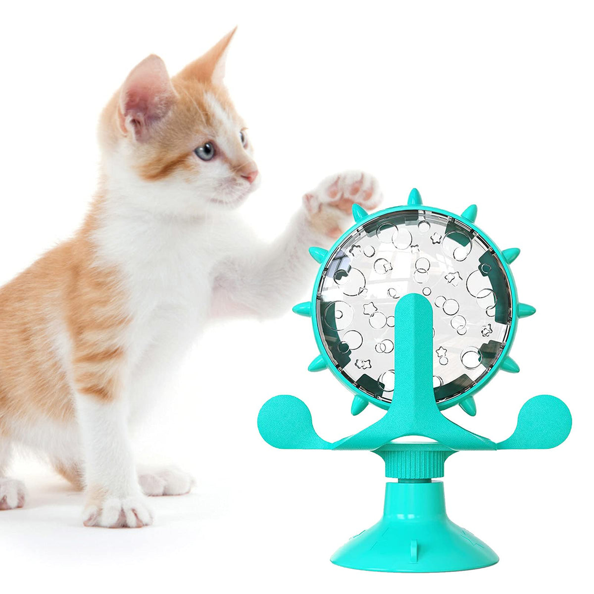 Interactive Cat Treat Dispenser – Rotating Puzzle Feeder with Suction Base