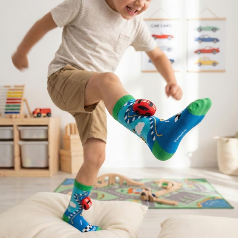 Funky 3D High Socks for Kids & Teens – Colorful Novelty Knee-High Socks with Plush Elements – Fun Cartoon, Animal & Toy Designs