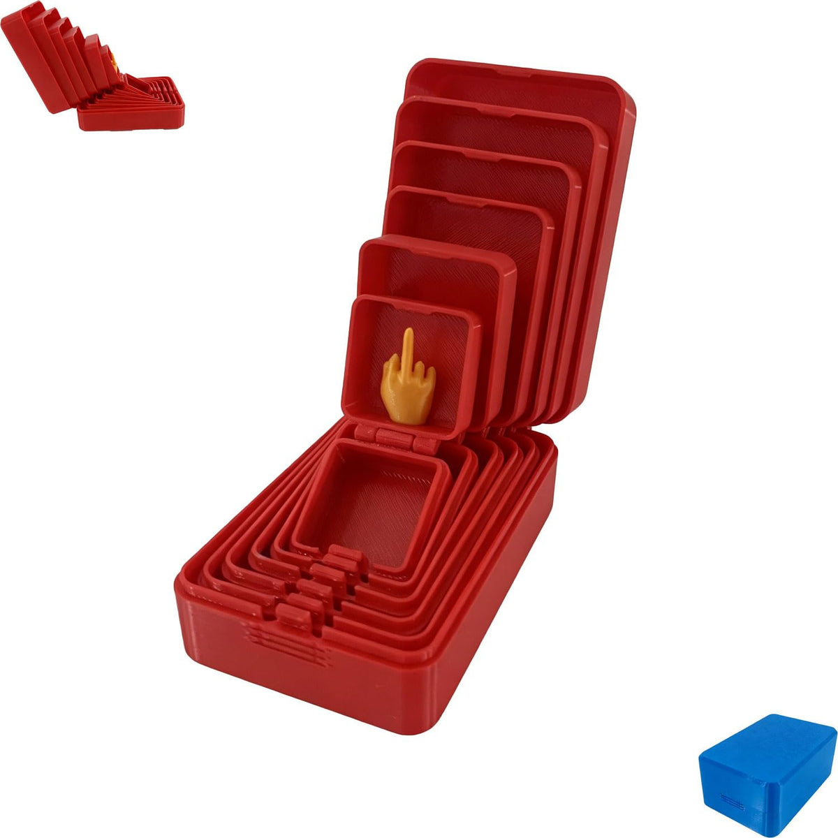 Multi-Layer Nesting Surprise Gift Box, 3D Printed Boxes Inside Boxes, Annoying Gift Box with Mini Middle Finger, Prank Gift Box with 6 Layer, Gag Gifts for Christmas Party Birthday