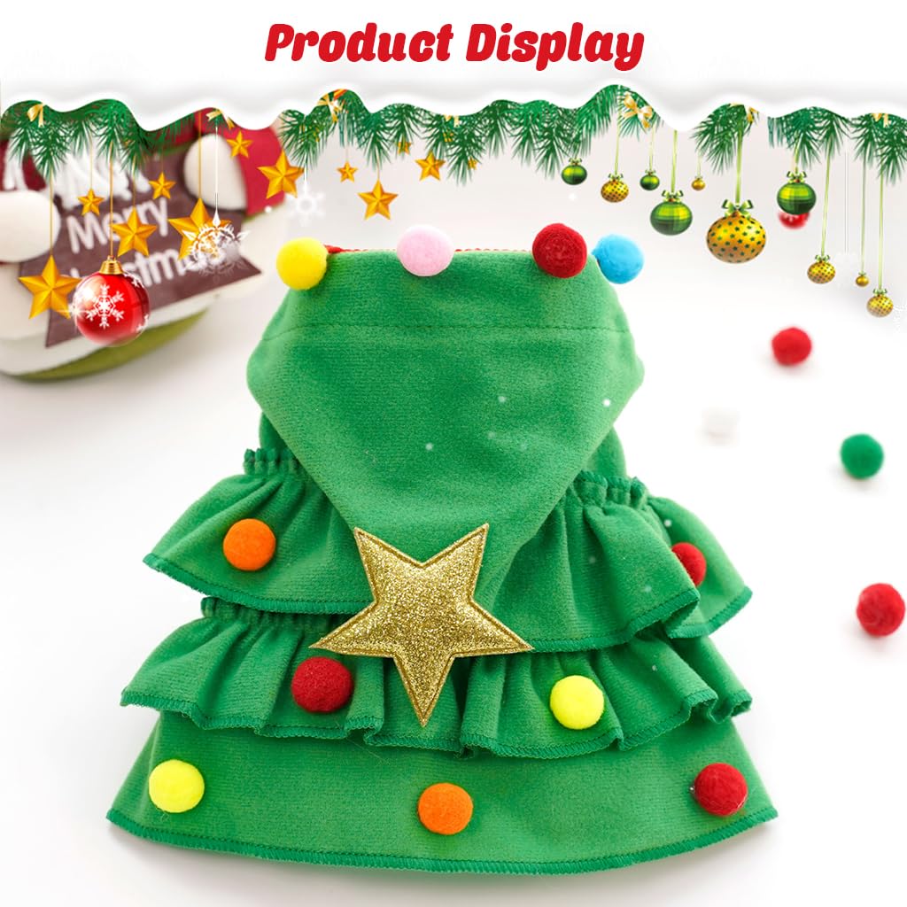 Christmas Tree Pet Costume – Festive Hooded Cape for Cats & Small Dogs