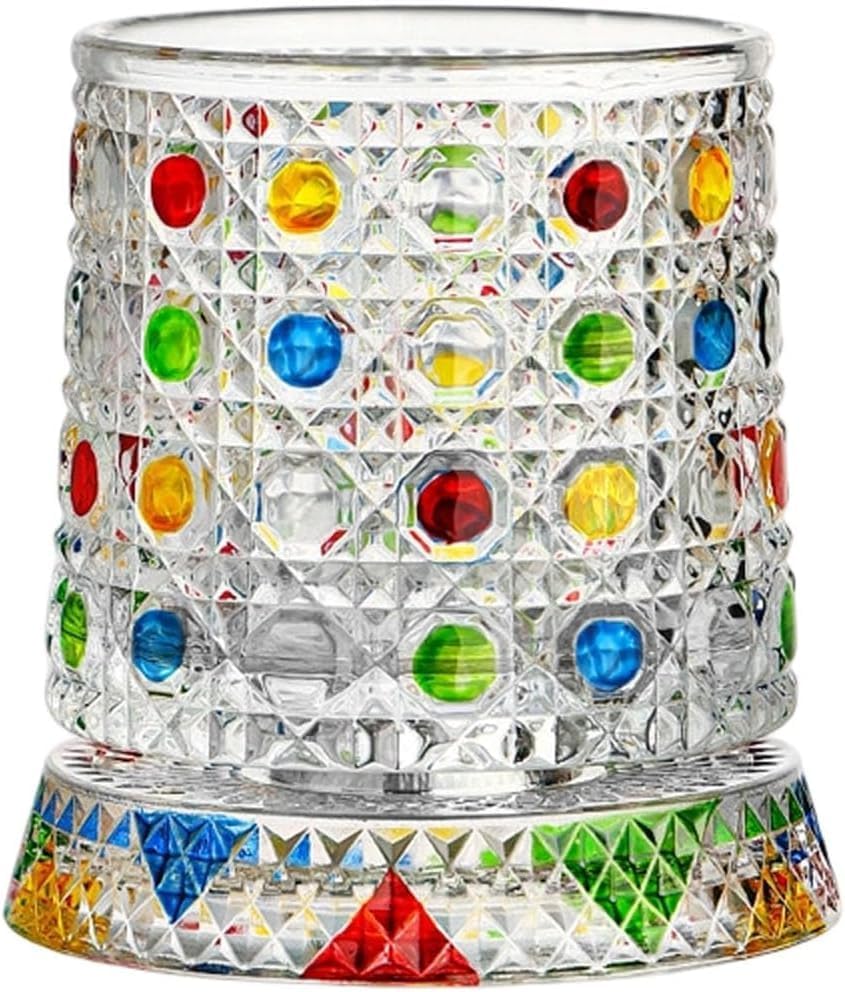 360° Rotating Whiskey Glass – 9 oz Lead-Free Crystal Tumbler in 9 Designs