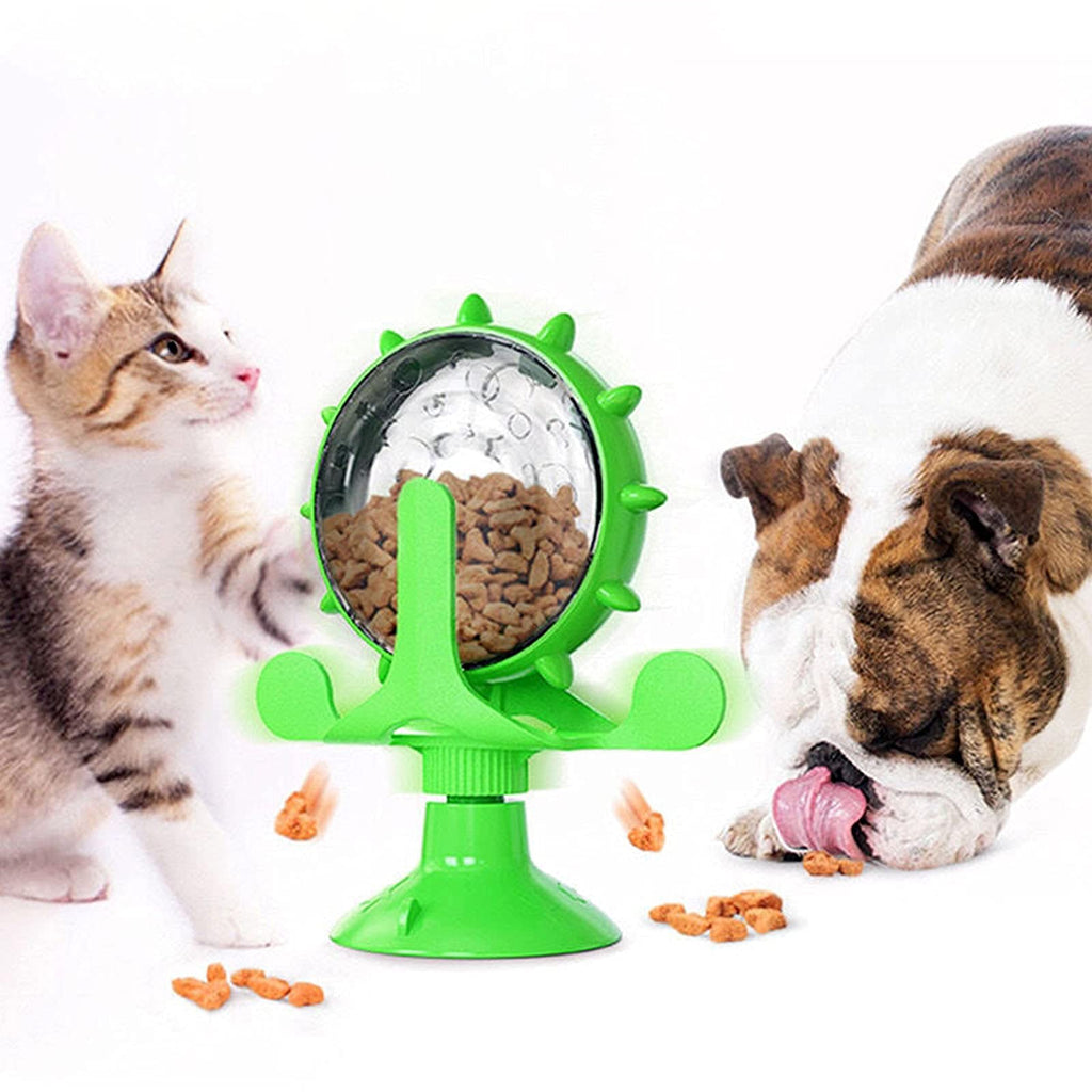 Interactive Cat Treat Dispenser – Rotating Puzzle Feeder with Suction Base