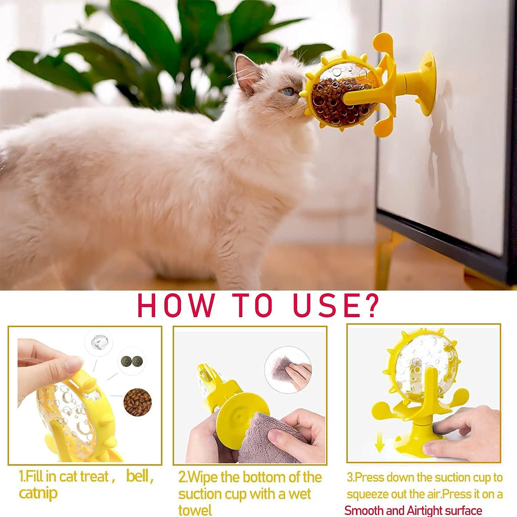 Interactive Cat Treat Dispenser – Rotating Puzzle Feeder with Suction Base