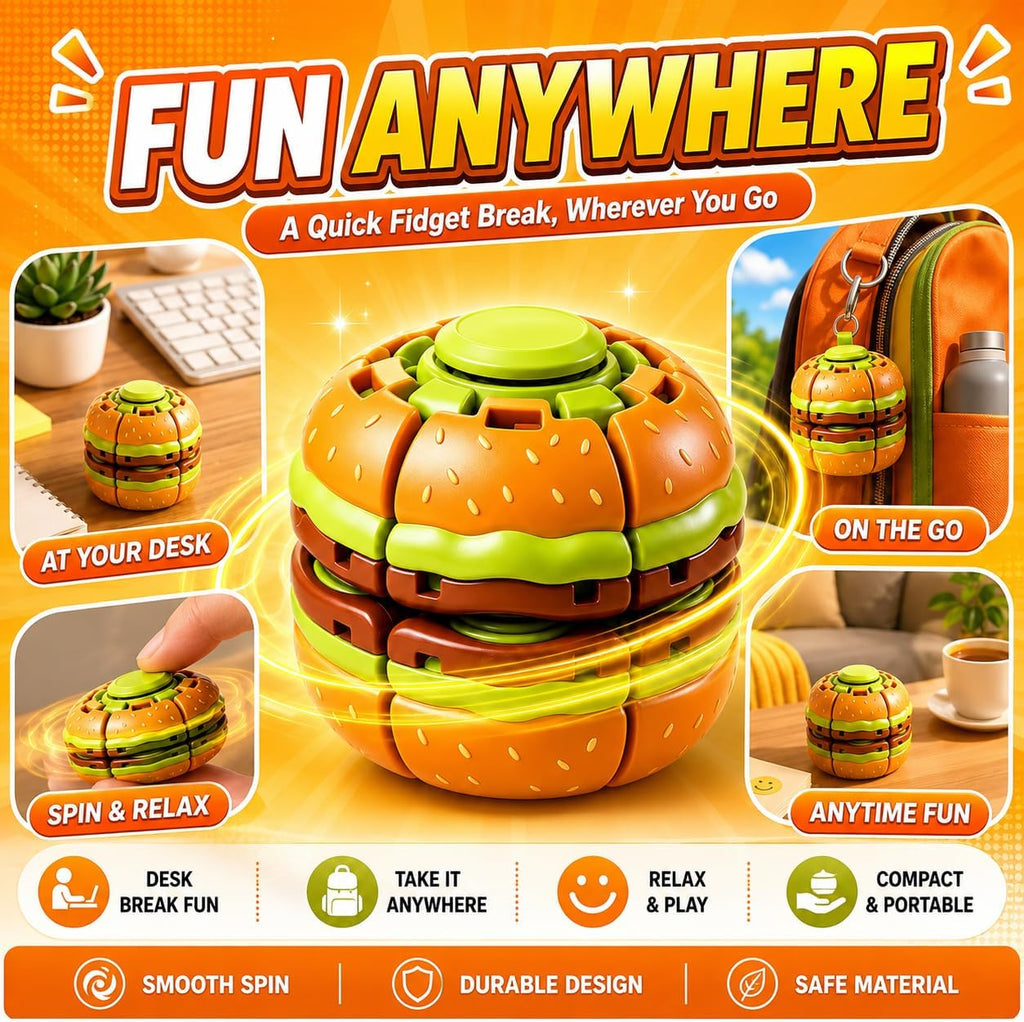 Burger Spin & Press Fidget Toy – A Satisfying Stress-Relief Break in Every Turn