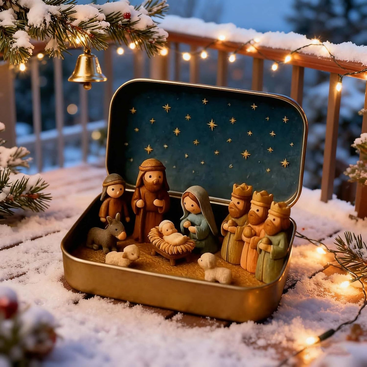 Mini Nativity Scene in a Suitcase-Style Display Case – A Meaningful Christmas Keepsake