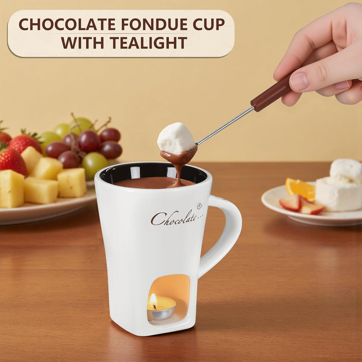 Ceramic Fondue Mug with Fork – A Cozy Chocolate &amp; Cheese Experience