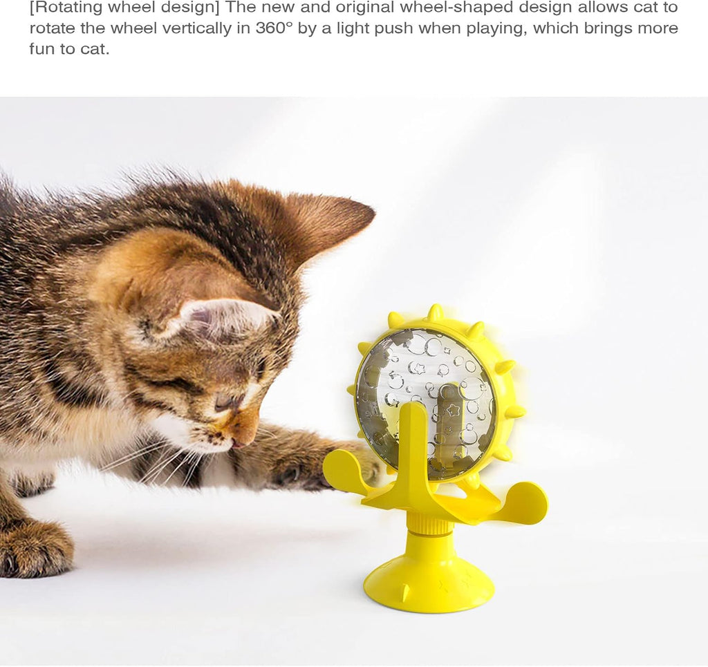 Interactive Cat Treat Dispenser – Rotating Puzzle Feeder with Suction Base