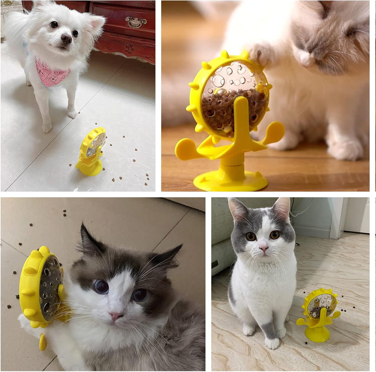 Interactive Cat Treat Dispenser – Rotating Puzzle Feeder with Suction Base