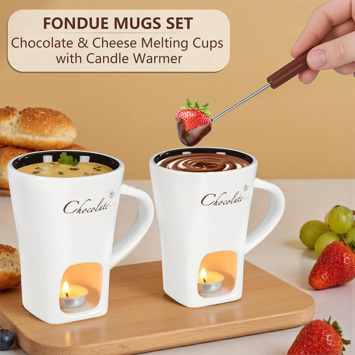 Ceramic Fondue Mug with Fork – A Cozy Chocolate &amp; Cheese Experience