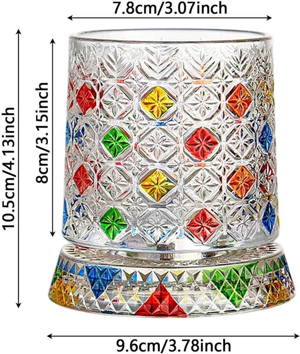 360° Rotating Whiskey Glass – 9 oz Lead-Free Crystal Tumbler in 9 Designs