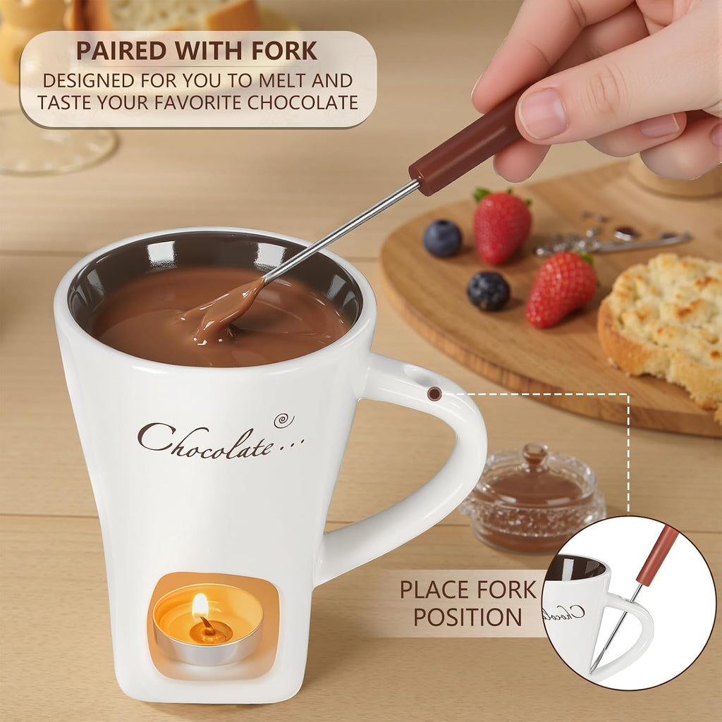 Ceramic Fondue Mug with Fork – A Cozy Chocolate &amp; Cheese Experience