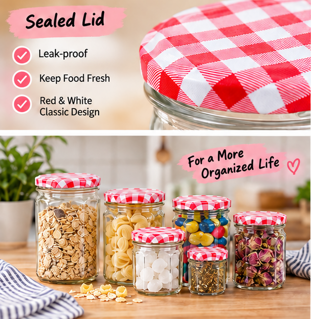 Mini Glass Coffee Jar with Gingham Lid – Make Your Iced Latte Moment a Little Sweeter