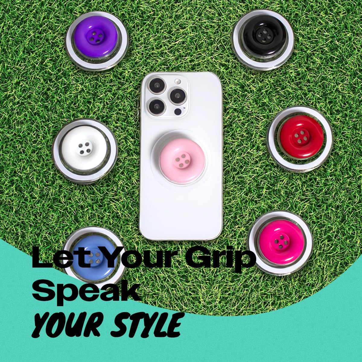 Solid Color Button Phone Grip – Minimalist Design, Durable and Lightweight, Grip and Stand for Smartphones