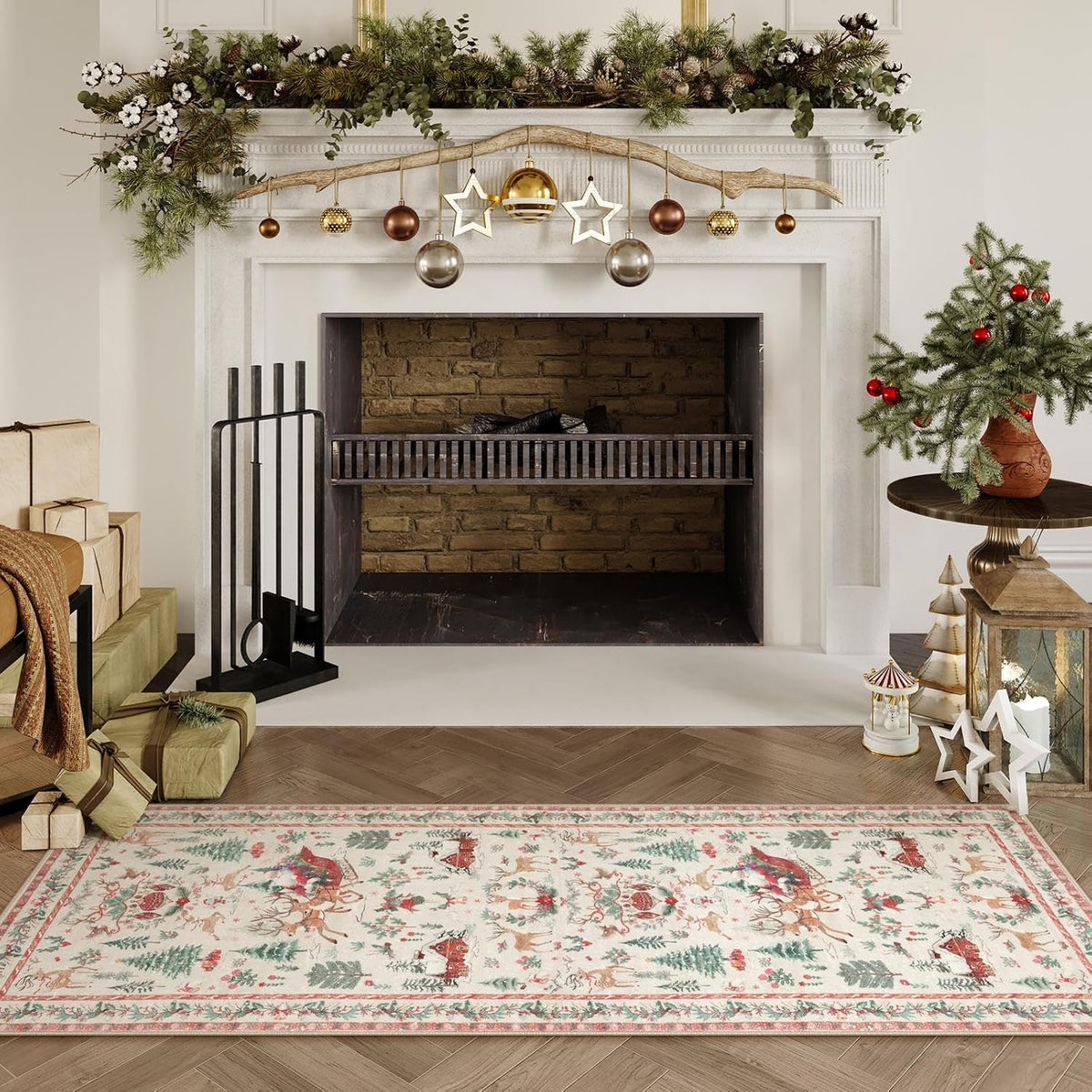 Washable Christmas Woodland Runner Rug – Cozy Holiday Style, Everyday Ease
