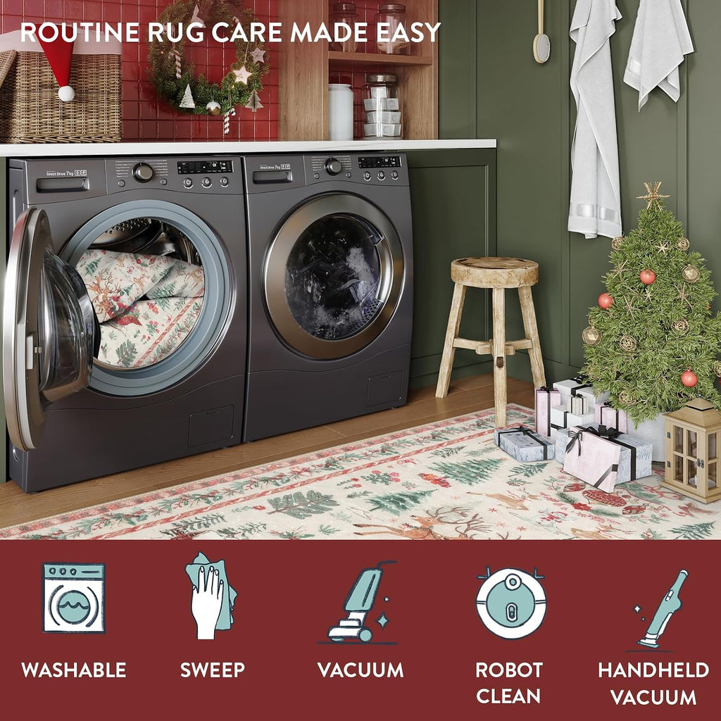 Washable Christmas Woodland Runner Rug – Cozy Holiday Style, Everyday Ease