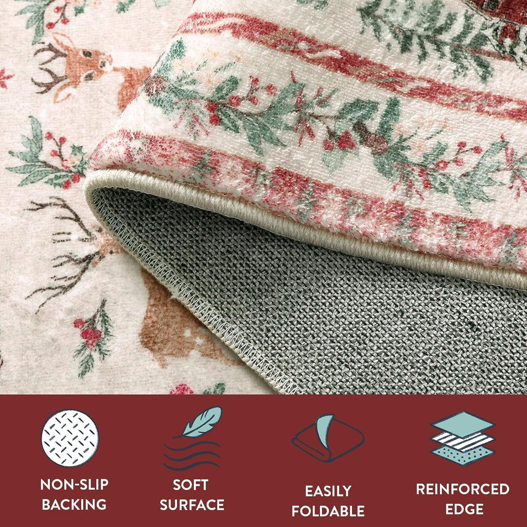 Washable Christmas Woodland Runner Rug – Cozy Holiday Style, Everyday Ease