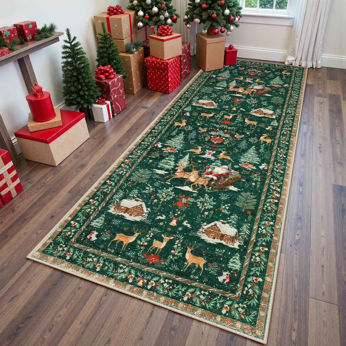 Washable Christmas Woodland Runner Rug – Cozy Holiday Style, Everyday Ease