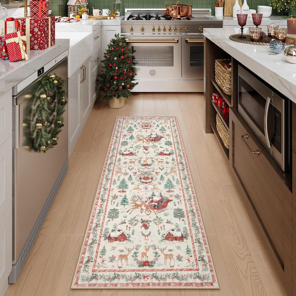 Washable Christmas Woodland Runner Rug – Cozy Holiday Style, Everyday Ease