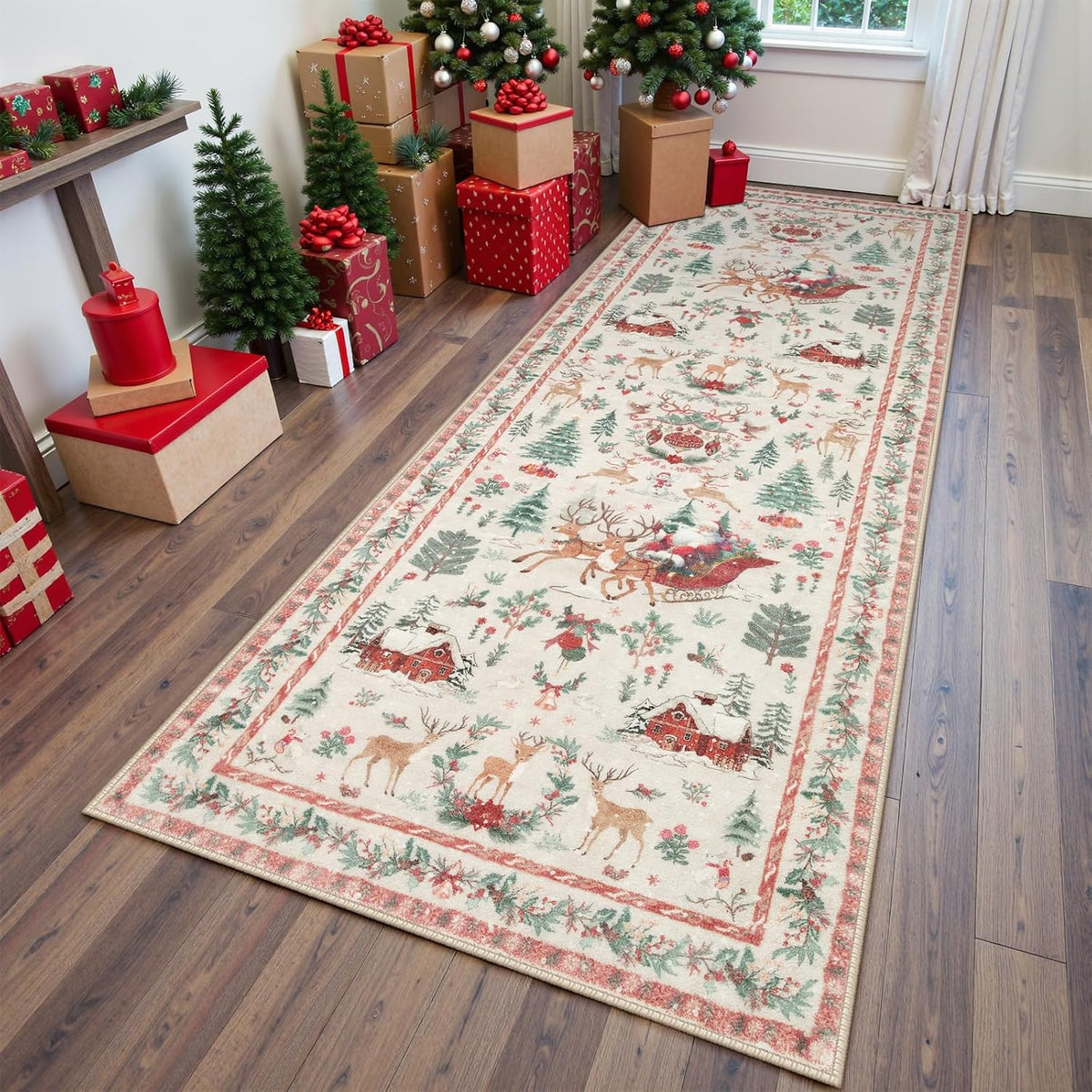 Washable Christmas Woodland Runner Rug – Cozy Holiday Style, Everyday Ease